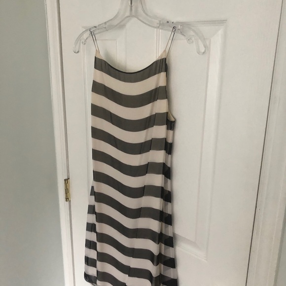 Lawrence Steele High Low Stripe Silk Dress - Picture 3 of 9